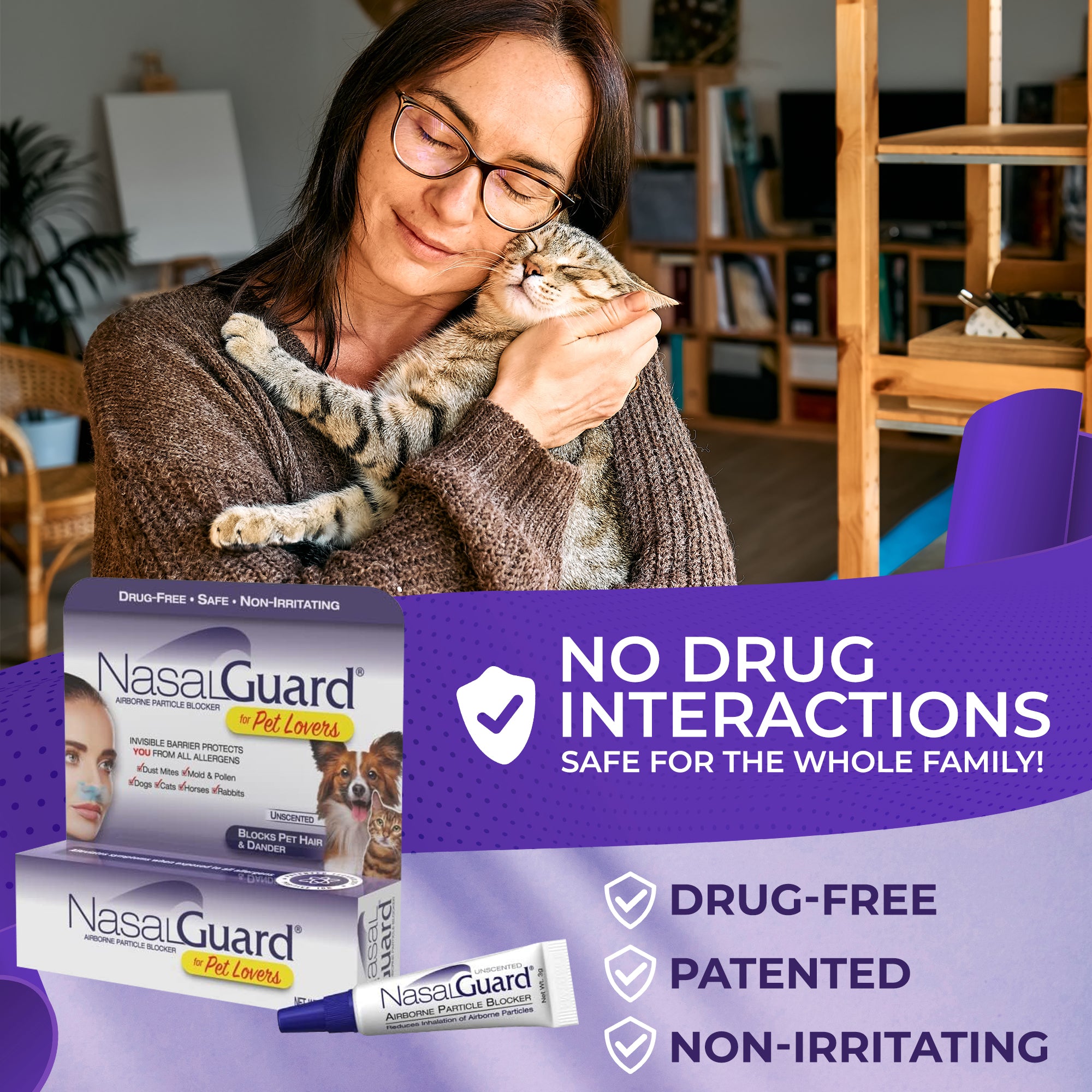 NasalGuard For Pet Lovers | Blocks Pet Hair & Dander | Unscented | 3g Tube